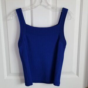 Jones New York Royal Blue Ribbed Square Neck Sleeveless Top